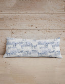 Donkey Toile Blue Quilted Oblong 14" x33" Pillow