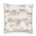 Donkey Toile Brown Quilted 20" Pillow