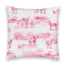 Donkey Toile Fuchsia Quilted 20" Pillow