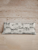 Donkey Toile Linen/Black Quilted Oblong 14" x33" Pillow