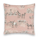 Donkey Toile Rose Quilted 20" Pillow