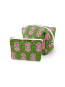 Esme Floral Icon Green Quilted Makeup Bag