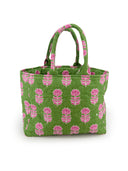 Esme Floral Icon Green Quilted Handbag