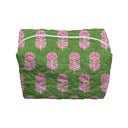 Esme Floral Icon Green Quilted Makeup Bag
