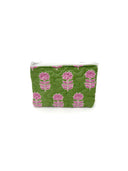 Esme Floral Icon Green Quilted Makeup Bag