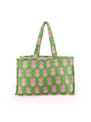 Esme Floral Icon Green Quilted Tote
