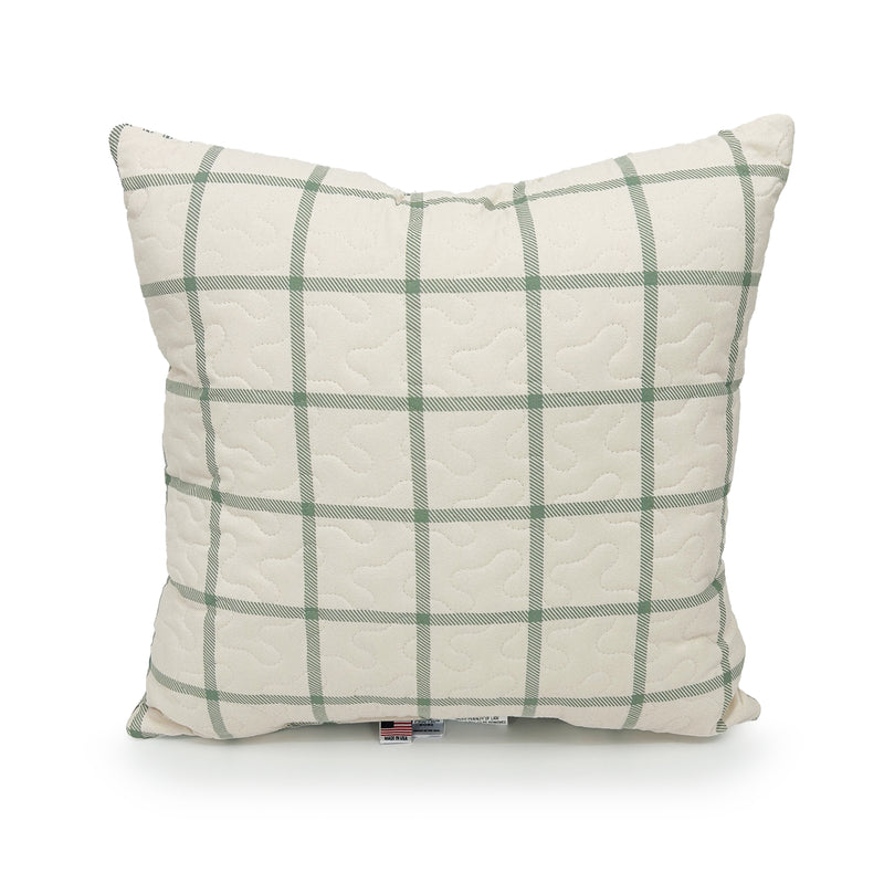 Erin & Ben Co. Farmhouse Check Sage Quilted 20" Pillow