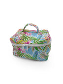 Floral patterned fabric bag on a white background