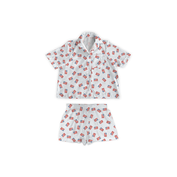 Flag Drift Blue Shorty Pajama Set