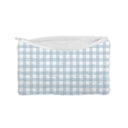 Dachshund Gingham Blue Engineered Quilted Makeup Bag
