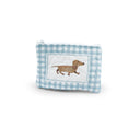 Dachshund Gingham Blue Engineered Quilted Makeup Bag
