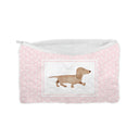 Dachshund Dots Pink Engineered Quilted Makeup Bag