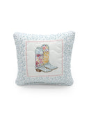 Framed Daisy Boots Patchwork Quilted Mini Pillow 8" x 8"