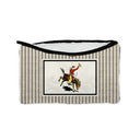 Framed Lazy J Linen Quilted Makeup Bag