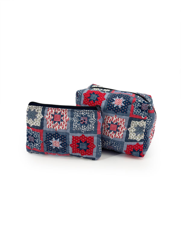 Gwen Patchwork Americana Quilted Makeup Bag