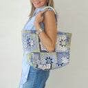 Gwen Patchwork Blue Quilted Handbag