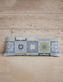 Gwen Patchwork Blue Quilted Oblong 14"x33" Pillow
