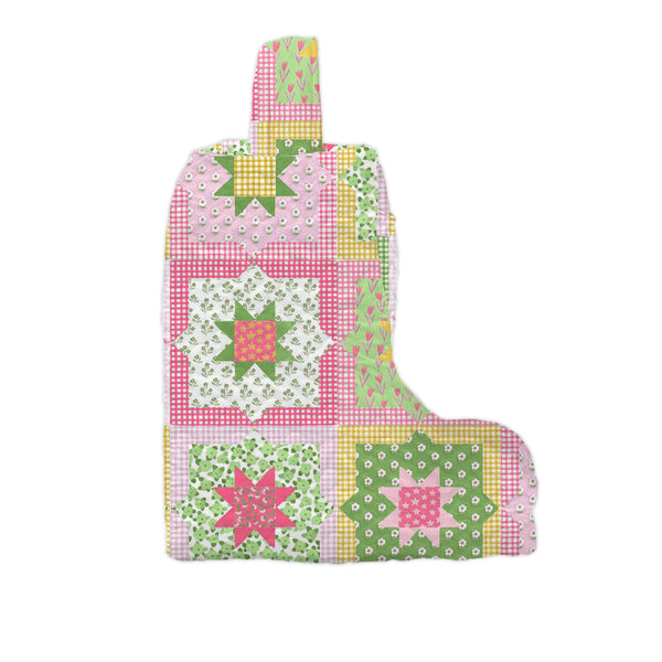 Gwen Patchwork Green Quilted Boot Bag