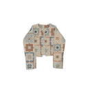 Gwen Patchwork Slate / Linen Cropped Quilted Jacket