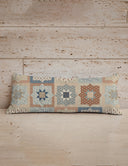 Gwen Patchwork Slate / Linen Quilted Oblong 14"x33" Pillow