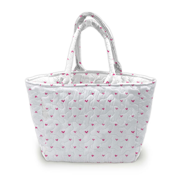 Heart Gaze White Quilted Handbag