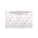 Heart Gaze White Quilted Makeup Bag