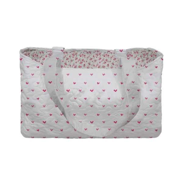 Heart Gaze White Quilted Tote