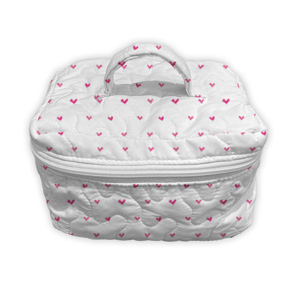 Heart Gaze White Quilted Travel Case