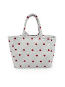 Hearts and Stripes Blue Quilted Handbag