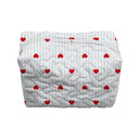 Hearts And Stripes Blue Quilted Makeup Bag