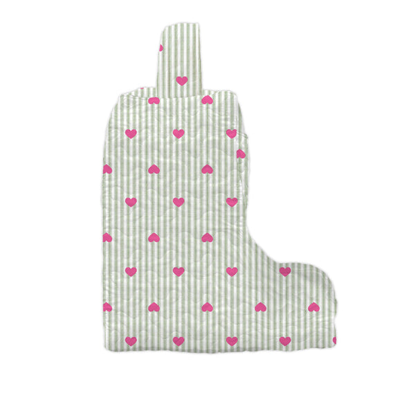 Hearts And Stripes Green Quilted Boot Bag