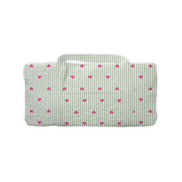 Heart And Stripes Green Weekender Duffle Bag