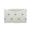 Heart And Stripes Green Quilted Makeup Bag