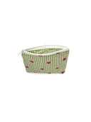 Hearts And Stripes Green Quilted Makeup Bag