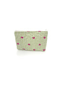 Hearts And Stripes Green Quilted Makeup Bag
