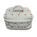 Hearts And Stripes Green Quilted Travel Case
