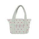 Hearts and Stripes Green Zipper Tote Bag