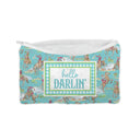 "Hello Darlin" Turquoise Quilted Makeup Bag