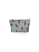 "Ho Ho Ho" Sweater Pups Blue Quilted Makeup Bag