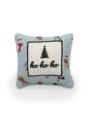 "Ho Ho Ho" Sweater Pups Blue Quilted Mini Pillow 8" x 8"