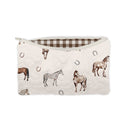Lucky Horse Linen Quilted Makeup Bag