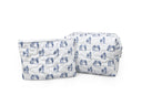 Horse Icon Blue Quilted Makeup Bag