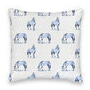 Horse Icon Blue Quilted 20" Pillow