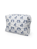 Horse Icon Blue Quilted Makeup Bag