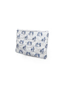 Horse Icon Blue Quilted Makeup Bag