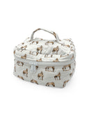 Cosmetic bag with horse pattern on a white background