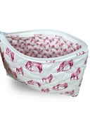 Horse Icon Fuchsia Quilted Makeup Bag