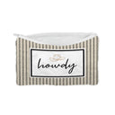 "Howdy" Ticking Stripe Linen/Black Quilted Makeup Bag
