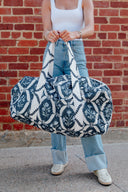 Charlotte Navy Quilted Weekender Duffle Bag