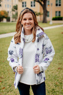 Game Day Purple Thunderbird Boots Quilted Jacket